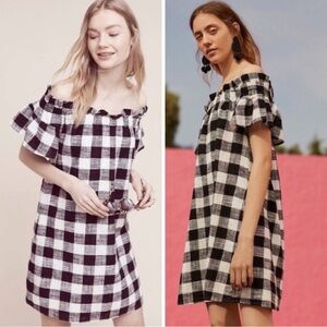 NWOT Anthropologie Corey Lynn Calter  black & white gingham shift dress. Sz Med